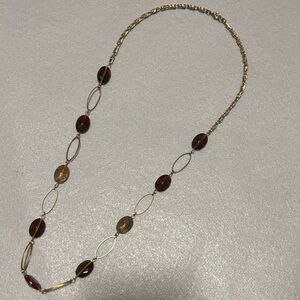 Elegant Gold-Tone and Brown Necklace